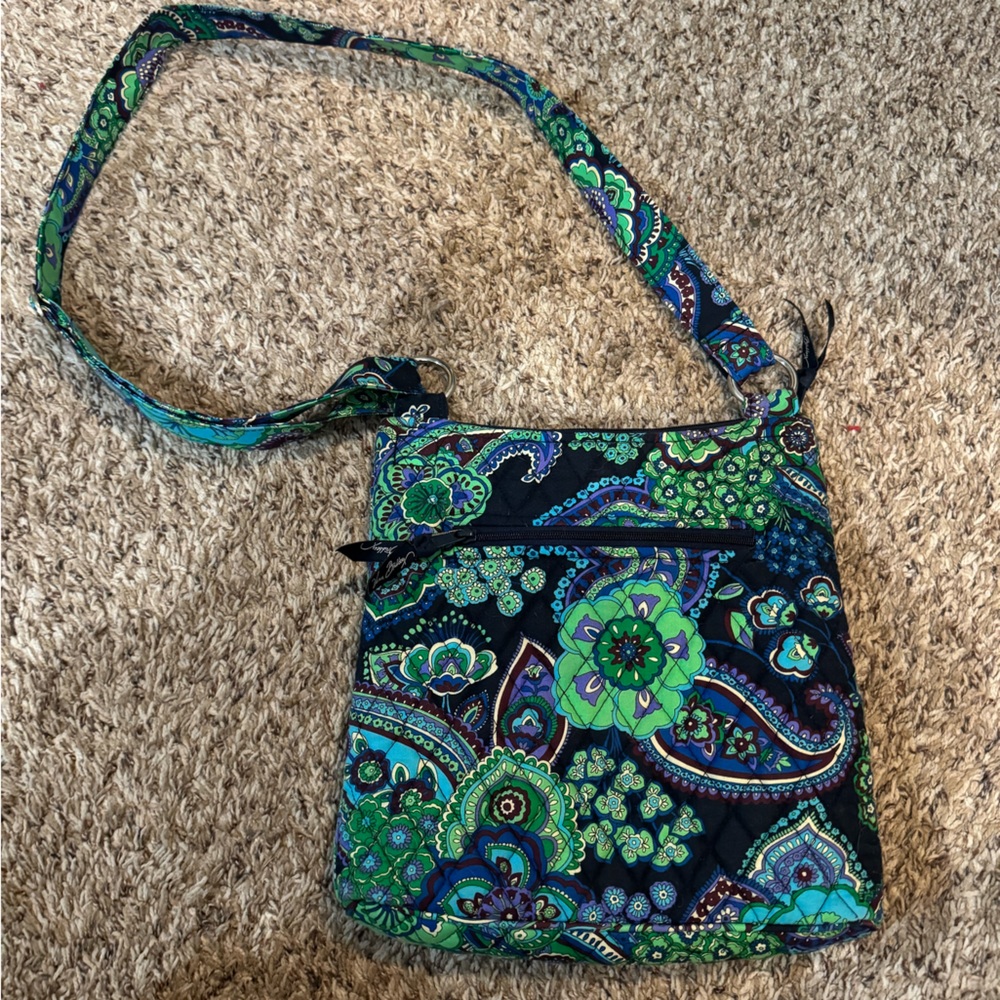 Vera Bradley Shoulder Purse Bag - Blue and Green Floral Pattern